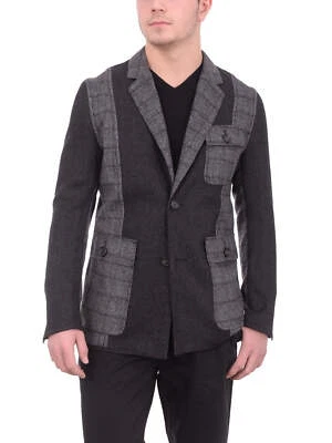 Mens Napoli Charcoal Gray Patchwork Unstructured Unlined Wool Sportcoat - Image 1 of 4