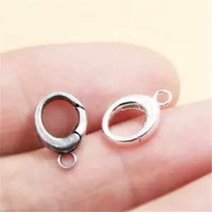 925 Sterling Silver Oval Trigger Lobster Clasp for Necklace Bracelet Pendant - Picture 1 of 9