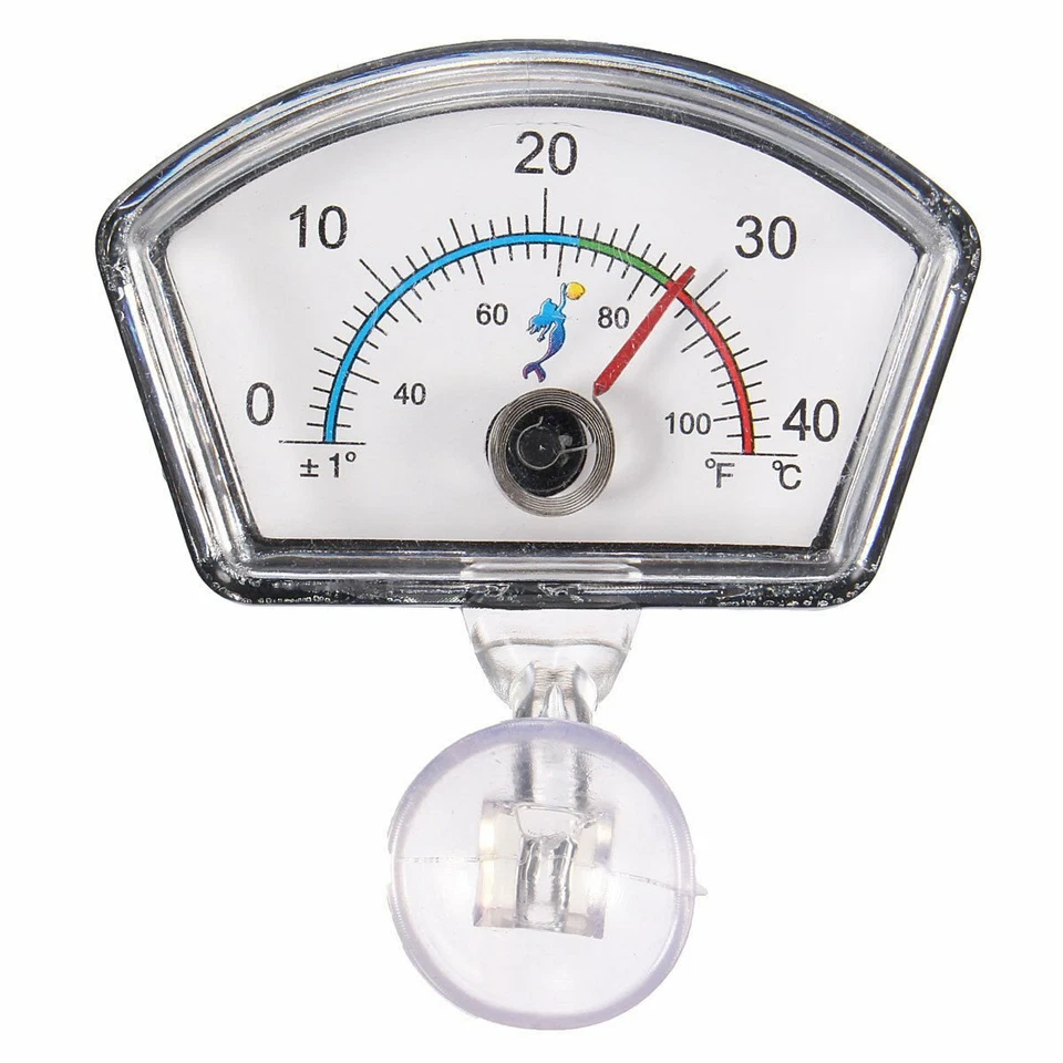 0-40C Aquarium Suction Cup Submersible Oval Shape Dial Index Thermometer Clear - Image 1 of 1
