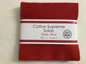 Cotton Supreme Solids Deep Red Quilting Fabric 5" Charm Pack, 42 pcs - Picture 1 of 1