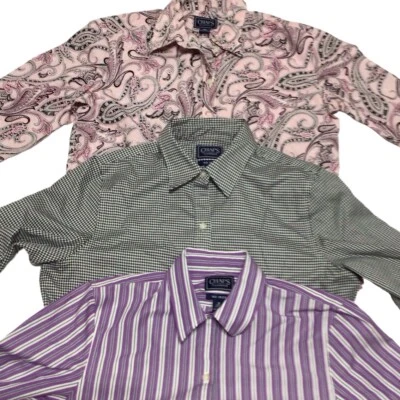 Lote de 3 Camisas Clásicas Chaps Medianas Sin Hierro Manga Larga Patrones Mixtos Foto 1 de 4