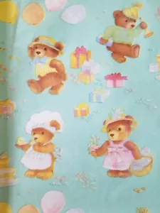 Vintage Birthday Teddy Bear Sheet of Wrapping Paper 20x30 inches - Picture 1 of 4