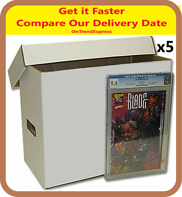 5 X Cardboard Comic Storage Box With Lid - Regular Holds Up To 200 Comics • 50.95$