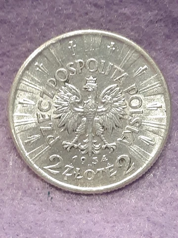 POLAND ~ 1934 ~ 2 ZLOTYCH ~ SILVER ~ JOASEF PILSUDSKI ~ CH AU Cover