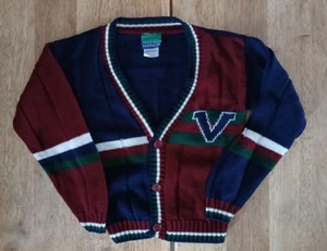 ROYAL MANOR burgundy/navy L/S cardigan sz 4T boys - Picture 1 of 1