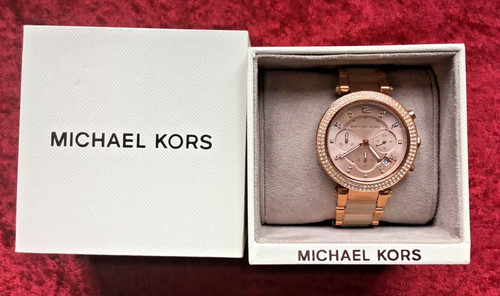 OROLOGIO DA DONNA MICHAEL KORS MK5896 PARKER QUADRANTE BLUSH ROSA TONALITÀ ORO NUOVO CON ETICHETTE NUOVO CON SCATOLA