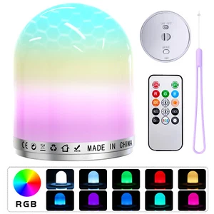 Smart LED Night Light Rechargeable Remote Control Lamp Dimmable RGB Color Change - Picture 1 of 11