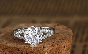 2 CT Solitaire Engagement Wedding Bridal Lab Created Ring .925 Silver  Size 8 - Picture 1 of 7