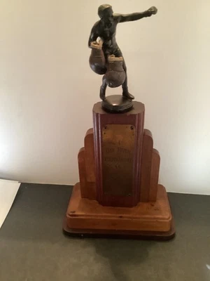 Vintage 1946 Boxing Trophy Dan River Tournament Danville VA. With Newspaper Clip - Image 1 of 4
