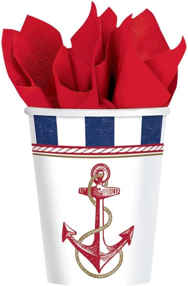 Tazas de fiesta Amscan Anchors Aweigh, 9 oz., 8 quilates Foto 1 de 1
