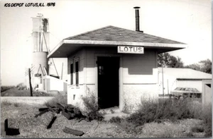 ICG Railroad Train Station Depot Lotus, IL Illinois Postcard Grain Elevator - Picture 1 of 2