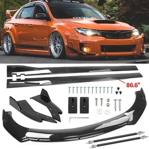For Subaru WRX STI Impreza Carbon Fiber Front Bumper Lip Side Skirt Strut Rods - Picture 1 of 11