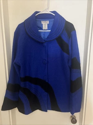 Abrigo de lana ligero para mujer NORTHSTYLE talla XL azul negro arte para usar ecléctico Foto 1 de 4