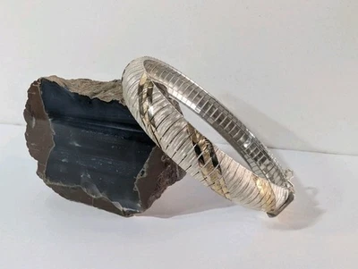 Brazalete Milor Italia Plata de Ley 925 Grabado en Dos Tonos 23.6g De Colección Foto 1 de 4