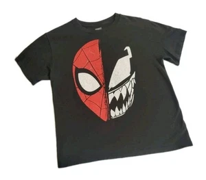 Marvel Spiderman and Venom Split T-Shirt Boys Size Large Black Red White Disney  - Picture 1 of 5