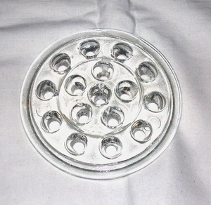 Vintage 16 Holes Clear Glass Flower Frog 5”, nice Marble Display excellent - Picture 1 of 3
