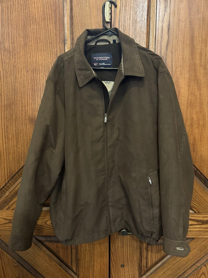 Chaqueta de Granero Roundtree & Yorke Hombres XLT Marrón Completamente Forrada Bolsillo Cremallera Completa Abrigo Foto 1 de 4