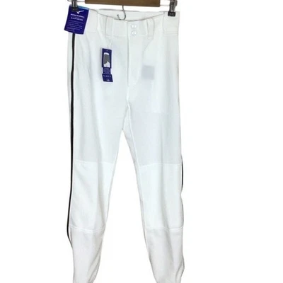 Mizuno Youth Baseball Pants Elastic Bottom White Black Stripe X Large - Image 1 of 4