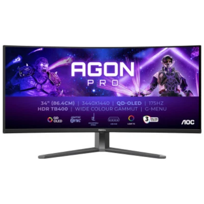 AOC 34" AGON Pro OLED QHD 175Hz 0.03ms 1800R Curved Gaming Monitor 21:9 AG346UCD - Image 1 of 4