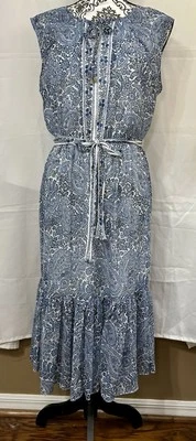 Tommy Hilfiger Blue/White Paisley Print Midi Dress Size 8 - Image 1 of 4