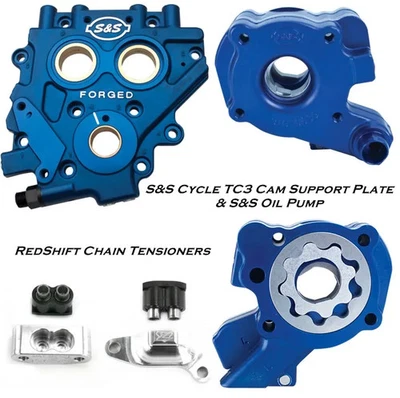 Kit de bomba de aceite placa de soporte de leva S&S Cycle TC3 Redshift tensores de leva de doble pistón Foto 1 de 3