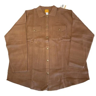 Ruby Rd Plus Size 3X Women’s Knit Shacket Sweater Jacket Pockets Camel Soft NWT - Image 1 of 4