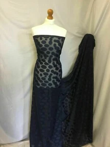 Nuevo Azul Marino Chifón Satén Burnout Diseñador Punto Fiesta Ropa 58" 148 cm Franco Capra - Imagen 1 de 6