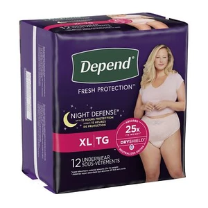 Depend Night Defense Womens Absorbent Underwear, Peach, Large (PK/12) - Picture 1 of 2