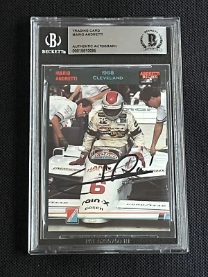 MARIO ANDRETTI 1992 COLLECT-A-CARD SIGNED AUTOGRAPHED CARD BECKETT BAS AUTHENTIC - Image 1 of 2