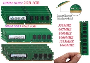 Los für Samsung RAM 2G 4G 8GB DDR2 DDR3 5300 6400 10600 12800 Desktop-Speicher - Picture 1 of 37
