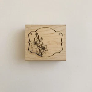 Stampin Up Blumen Blumen Etikettenrahmen Holz Gummistempel - Bild 1 von 3