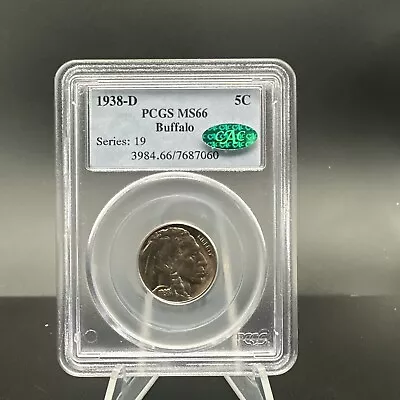 1938-D 5C Buffalo Nickel  - PCGS MS66  CAC - Image 1 of 4