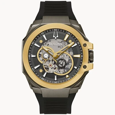 Bulova Maquina Marc Anthony Automatic Skeleton Dial Men's Rubber Watch 98A310 - Image 1 of 4