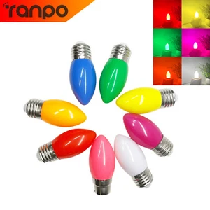 Colored LED Candle Light Bulbs E27 B22 2W Red Yellow Blue Green White 220V Decor - Picture 1 of 23