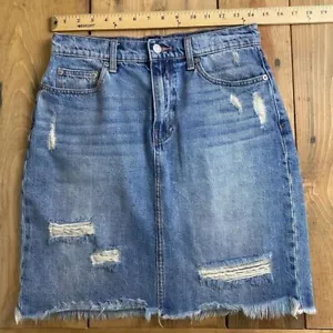 GAP Denim Skirt Pencil Distressed Wash 27 100% Cotton - Picture 1 of 6