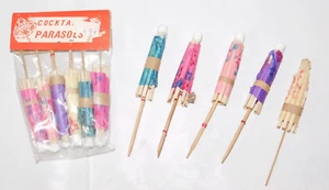 VTG COCKTAIL PARASOLS DRINK UMBRELLAS Paper Lot of 11, 6 New sealed & 5 open - Picture 1 of 5