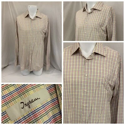 Camisa Ingram 1949 Manga Larga XL Azul Rojo Cuadros 100% Algodón Italia Como Nueva YGI Q1-14 Foto 1 de 4