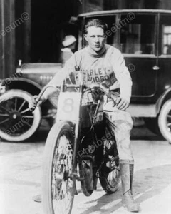Harley Davidson Motorcycle Racer Vintage 8x10 Reprint Of Old Photo - Picture 1 of 1