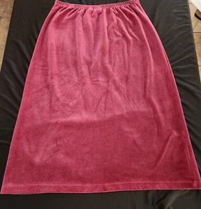 Vintage LL Bean Maroon Velour Long Skirt Elastic Waist Size Large - Picture 1 of 2