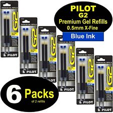 Pilot 77233 G2 Refills, 0.5mm Extra Fine, Blue Gel Ink, 6 Packs of 2 Refills