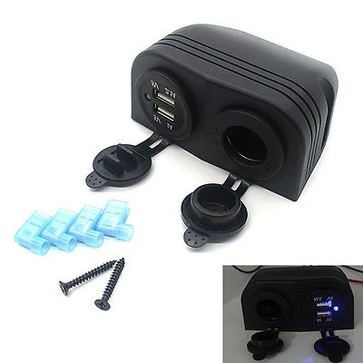 Dual Car Cigarette Lighter Socket Splitter 12V Charger USB Power Adapter Outlet - Image 1 of 4