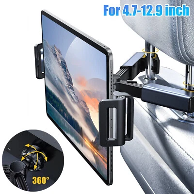 Car Seat Headrest Mount 360° Tablet iPad Holder 4.7"-12.9" Universal Kids Adults - Image 1 of 4