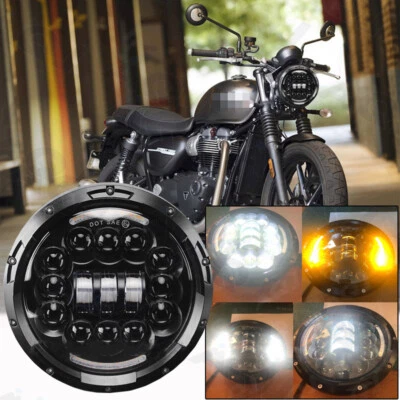 For Triumph Thruxton Bonneville Street Twin Motorcycle 7" Headlight Ring Hi/Lo Foto 1 de 4