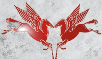 Pegasus Pair  Mobil Porcelain Enamel Heavy  Sign 36 Inches Single Side. - Image 1 of 4