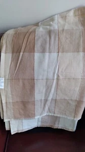 USA Tablecloth white tan plaid  70"  x  52" New, laundered Heavy Duty Cotton - Picture 1 of 5