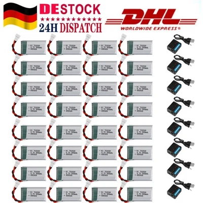 32Stück 3,7v 300mAh 25C Lipo Batterie Akku Molex Stecker mit Ladegerät RC Drohne - Bild 1 von 4