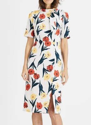 PHASE EIGHT MELINDA FLORAL DRESS. SIZE 18. OYSTER MULTICOLOURED. RRP £110. - image 1 of 4