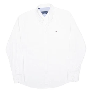 Camisa TOMMY HILFIGER Calce Ajustado Para Hombre Lisa Blanca Manga Larga L - Imagen 1 de 6