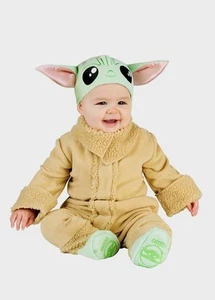 New Star Wars Infant Grogu baby Yoda Halloween Costume 12-18 M, jumpsuit, cap - Picture 1 of 6
