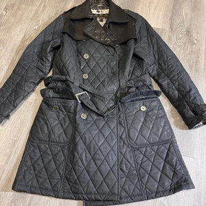 Women's Barbour Major Trench Wax Leather Coat Jacket Size 14 L/XL USA Sz 10 - Picture 1 of 10